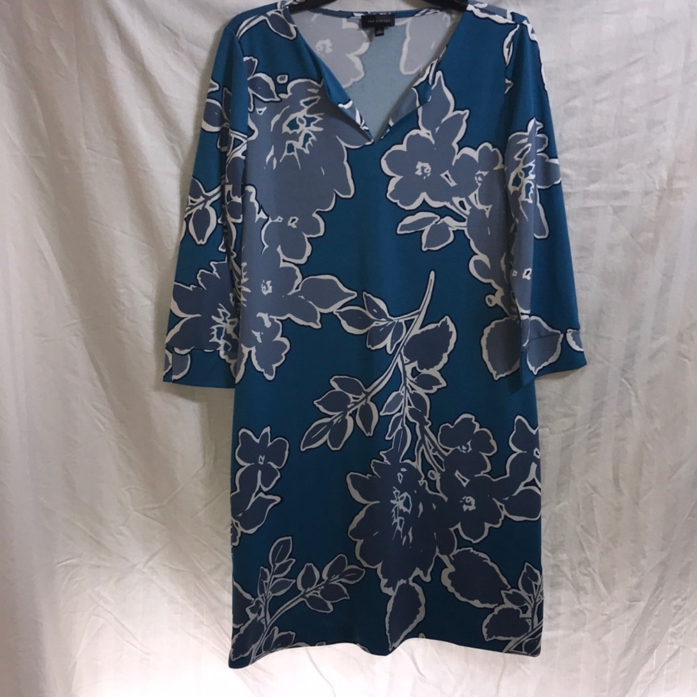 Blue Floral Shift Dress - The Limited - L